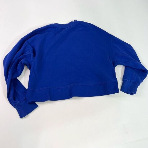 Under Armour Sweatshirt Womens Large Blue Project Rock Iron Paradise Crop Fleece - Picture 8 of 9